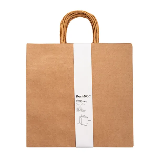 Kraft Paper Bag Takeaway Large Brown Pk10 (305Wx230Gx305mmH)