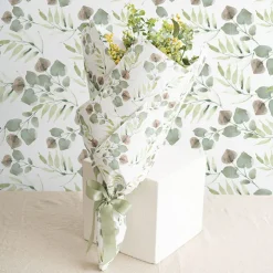 Kraft Paper Eucalyptus Print 110gsm White Pack 100 (50x70cm)