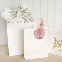 Kraft Paper Eucalyptus Print 110gsm White Pack 100 (50x70cm)