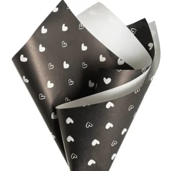 Kraft Paper Love Heart Print 110gsm Black Pack 100 (50x70cm)