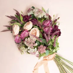 Lace Flower Spray Cream Purple (73cmH)