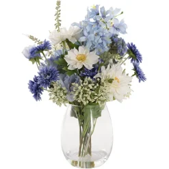 Lana Flower Arrangement w Resin Water Blue (31x50cmH)
