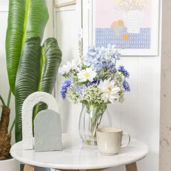 Lana Flower Arrangement w Resin Water Blue (31x50cmH)