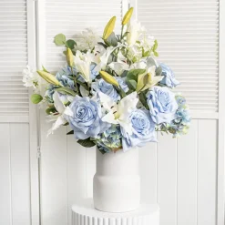 Large Colombian Rose Stem Soft Blue (20cmDx86cmH)