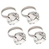 Large Diamond Napkin Ring Pack 4 Silver (3.7cmD)