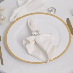 Large Diamond Napkin Ring Pack 4 Silver (3.7cmD)