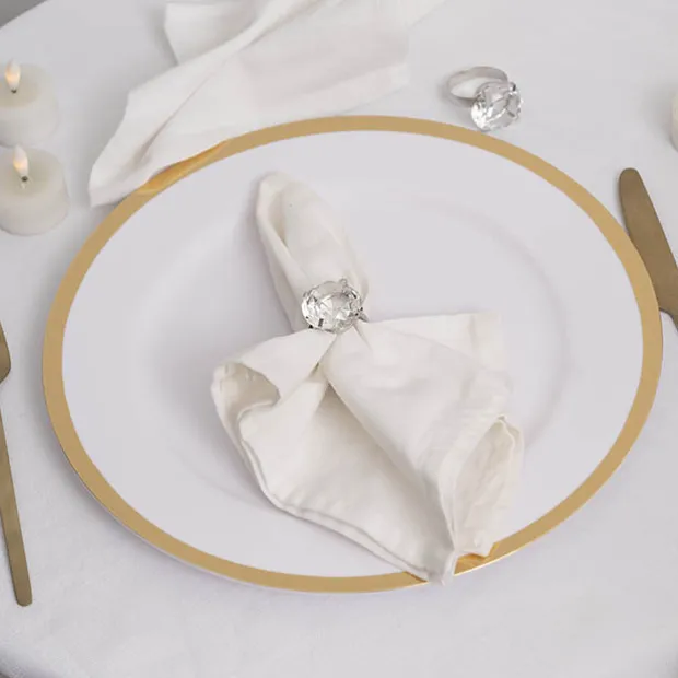 Large Diamond Napkin Ring Pack 4 Silver (3.7cmD)