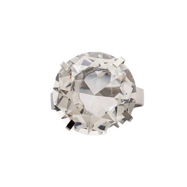 Large Diamond Napkin Ring Pack 4 Silver (3.7cmD)