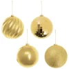 Large Hanging Baubles Set 4 Gold (15cmD)