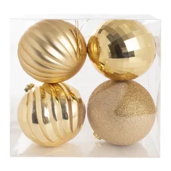 Large Hanging Baubles Set 4 Gold (15cmD)