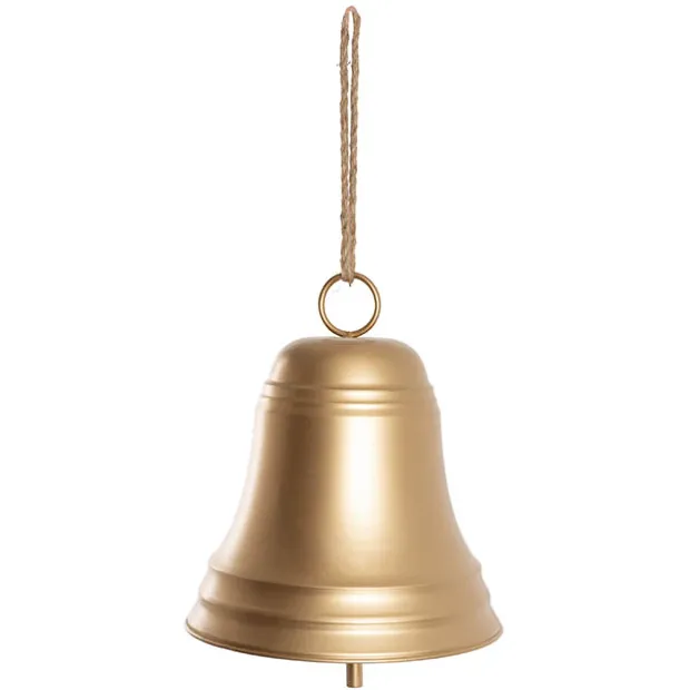 Large Hanging Metal Bell Gold (31x34cmH)