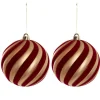Large Hanging Swirl Bauble Pack 2 Red & Gold (15cmD)