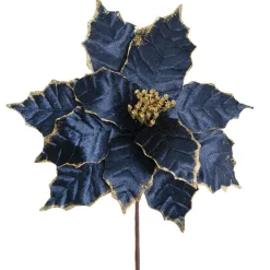 Large Poinsettia Pick Navy (40cmDx35cmH)