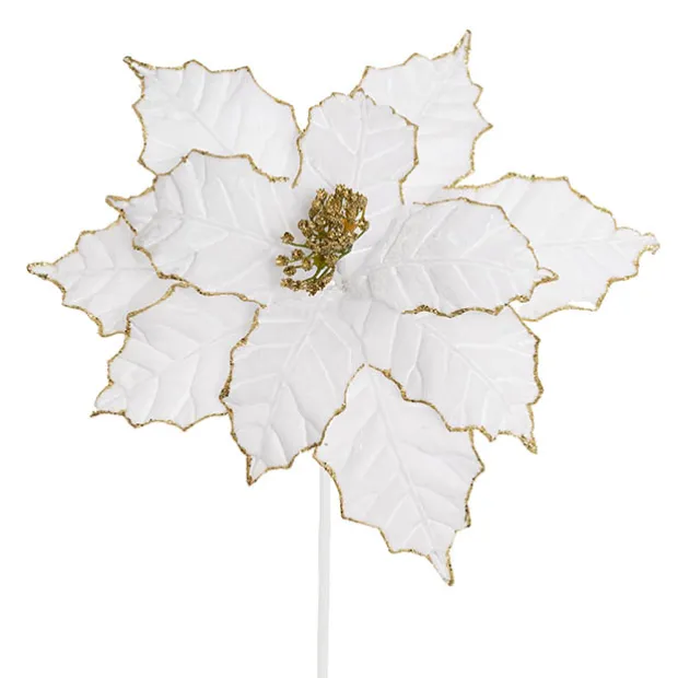 Large Poinsettia Pick White (40cmDx35cmH)