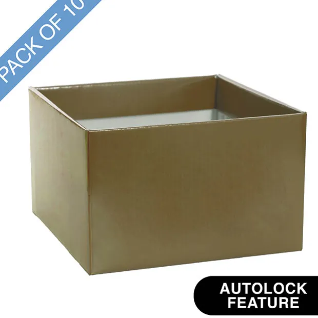 Large Posy Box Autolock Base Pack 10 Gold (22x14cmH)