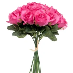 Lavina Rose Bud Bouquet 18 Heads Hot Pink (33cmH)
