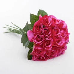 Lavina Rose Bud Bouquet 18 Heads Hot Pink (33cmH)