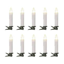 LED Christmas Flickering Candle w Clip Pack 10 White (10cmH)