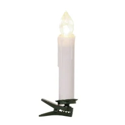 LED Christmas Flickering Candle w Clip Pack 10 White (10cmH)