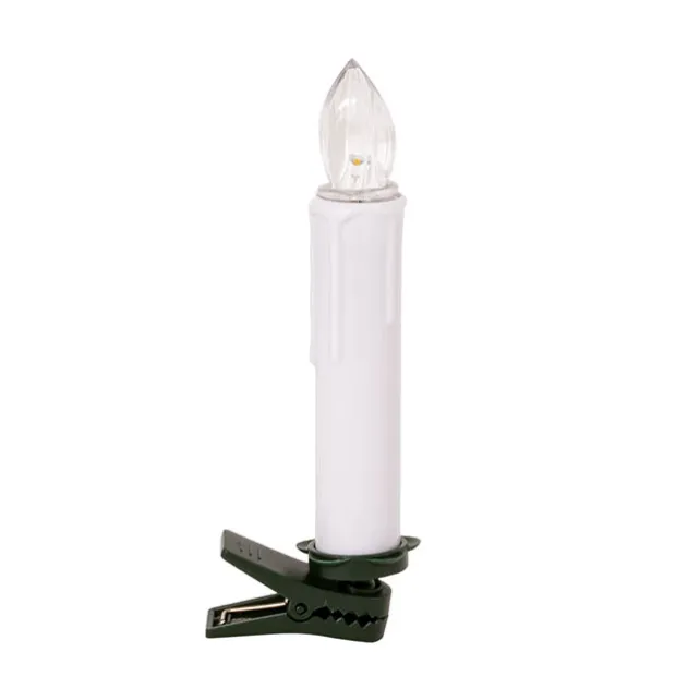 LED Christmas Flickering Candle w Clip Pack 10 White (10cmH)
