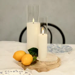 LED Glass Trueflame Flickering Event Pillar Candle 7.5x30cmH