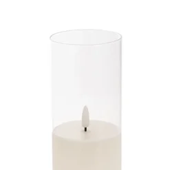 LED Glass Trueflame Flickering Event Pillar Candle 7.5x30cmH