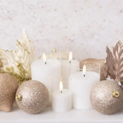 LED Glass Trueflame Flickering Event Pillar Candle 5x12.5cmH