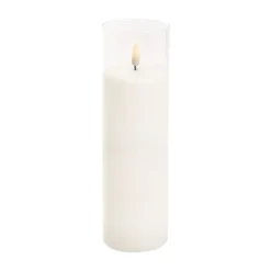 LED Glass Trueflame Flickering Event Pillar Candle 7.5x25cmH