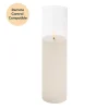 LED Glass Trueflame Flickering Event Pillar Candle 7.5x30cmH