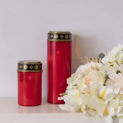 LED Sympathy Memorial Candle Red (6.5Dx12cmH)