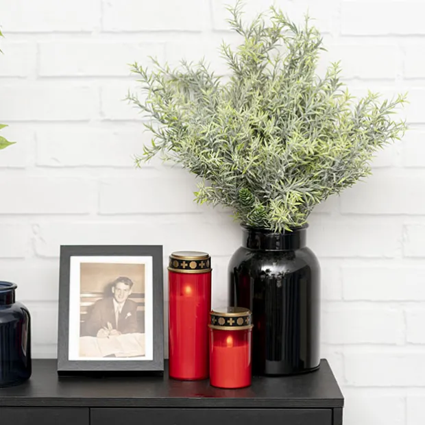 LED Sympathy Memorial Candle Red (7.5Dx21.5cmH)