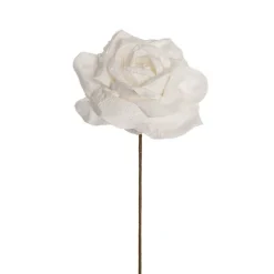 Lina Large Crepe Paper Rose Stem White (24cmDx66cmH)