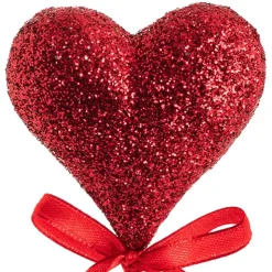 Love Heart Glitter Pick Pack 4 Red (30cmH)