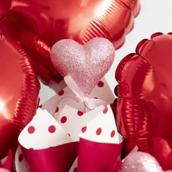 Love Heart Glitter Pick Pack 4 Pink (30cmH)