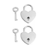 Love Heart Padlock with Key Pack 2 Silver (30x39mmH)