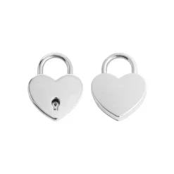 Love Heart Padlock with Key Pack 2 Silver (30x39mmH)