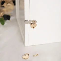 Love Heart Padlock with Key Pack 2 Gold (30x39mmH)