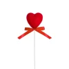 Love Heart Pick w Bow Pack 3 Flocked Red (6cmDx30cmH)