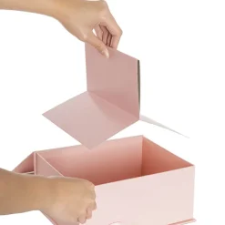 Luxe Gift Flower Box Window Ribbon Set 2 Pink (24x20x11Hcm)