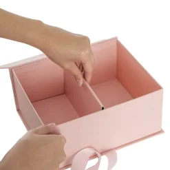 Luxe Gift Flower Box Window Ribbon Set 2 Pink (24x20x11Hcm)