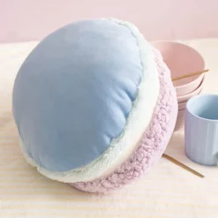Macaron Cookie Squish Pillow Plush Puff Blue (30cmD)