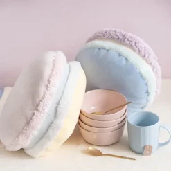 Macaron Cookie Squish Pillow Plush Puff Pink (30cmD)