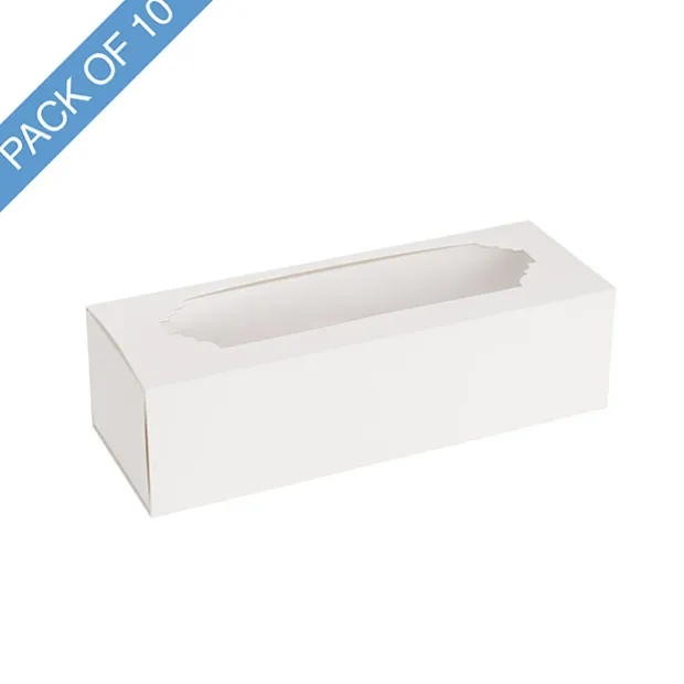 Macaron Sliding Window Box 6 White Pack 10 (185x65x50Hmm)