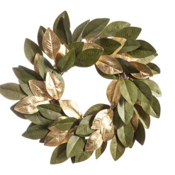 Magnolia Leaf Wreath Gold & Green (51cmD)