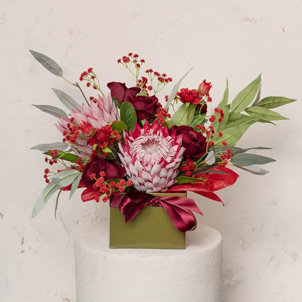 Medium No.6 Posy Box Autolock Base Pk10 Moss (16x12cmH)