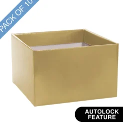 Medium No.6 Posy Box Autolock Base Pk10 Gold (16x12cmH)