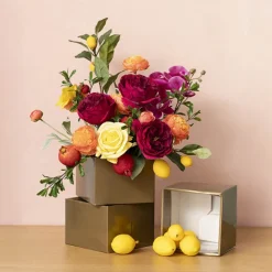 Medium No.6 Posy Box Autolock Base Pk10 Gold (16x12cmH)