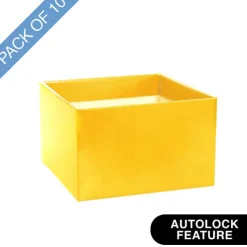 Medium No.6 Posy Box Autolock Base Pk10 Yellow (16x12cmH)