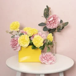 Medium No.6 Posy Box Autolock Base Pk10 Yellow (16x12cmH)