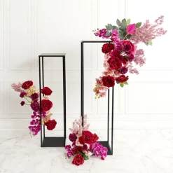 Metal Centrepiece Flower Table Stand KD Black (30x30x110cmH)